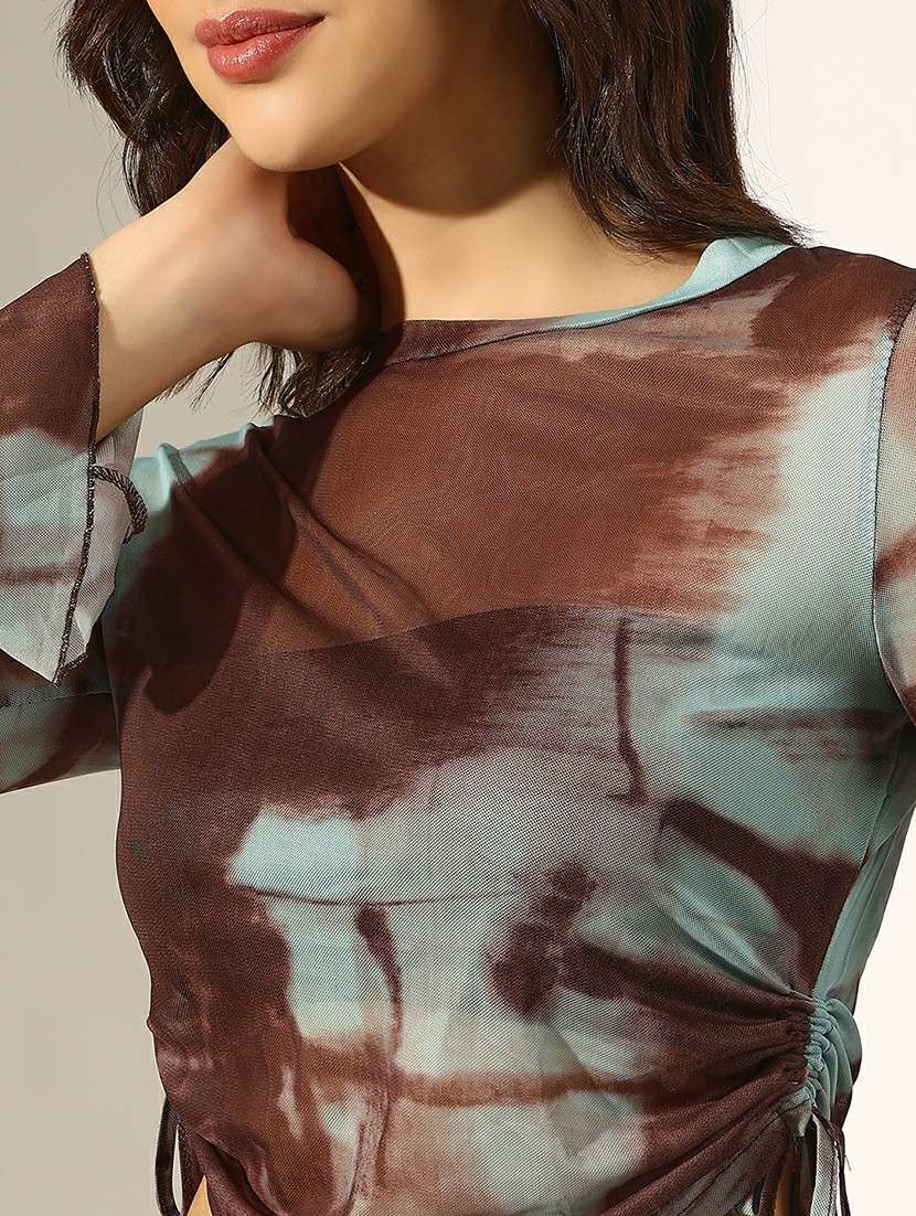 women printed long sleeve crop top - 22180162 -  Standard Image - 5