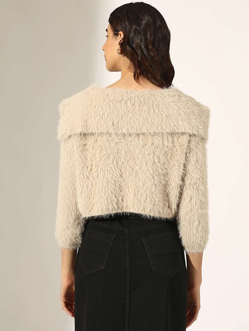 women self designed long sleeve crop cardigan - 22180172 -  Standard Image - 3