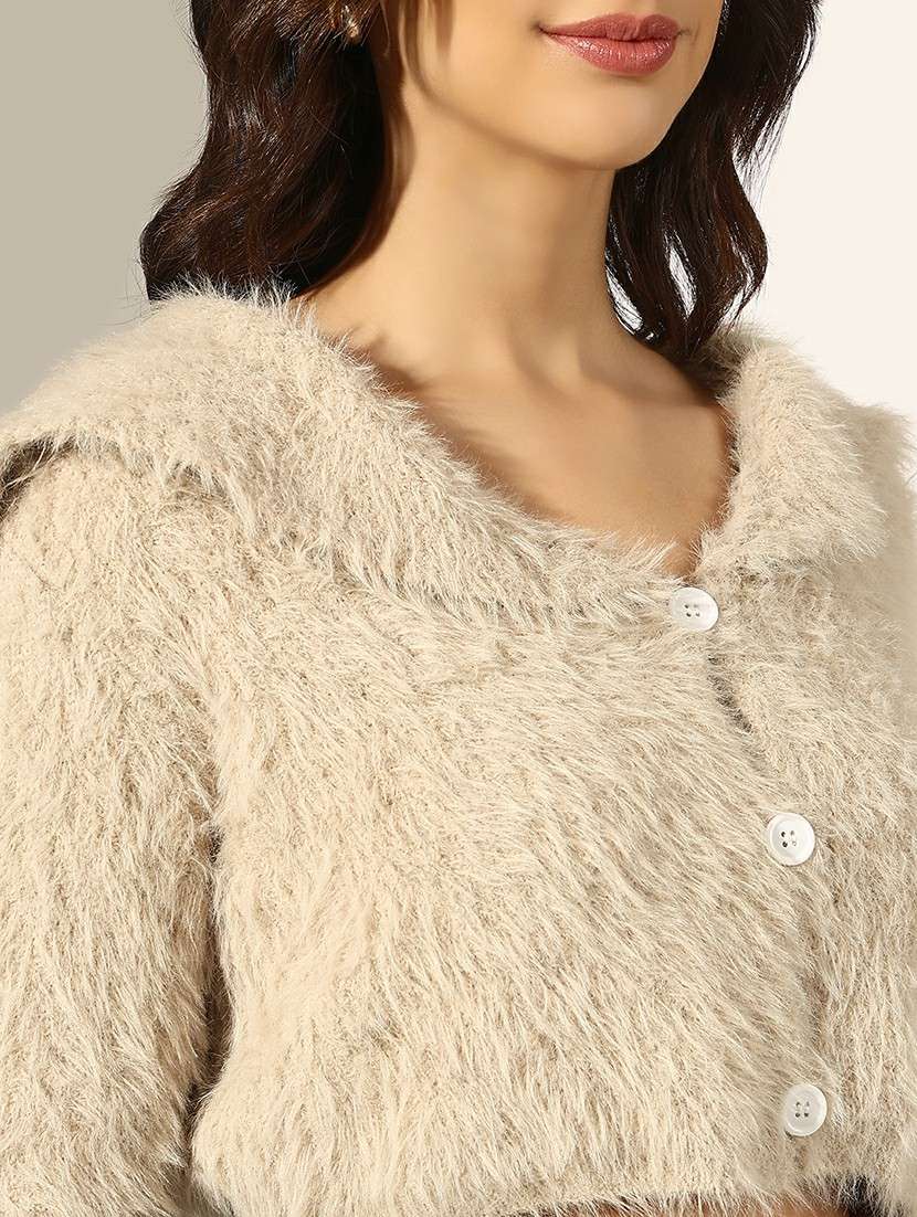 women self designed long sleeve crop cardigan - 22180172 -  Standard Image - 5