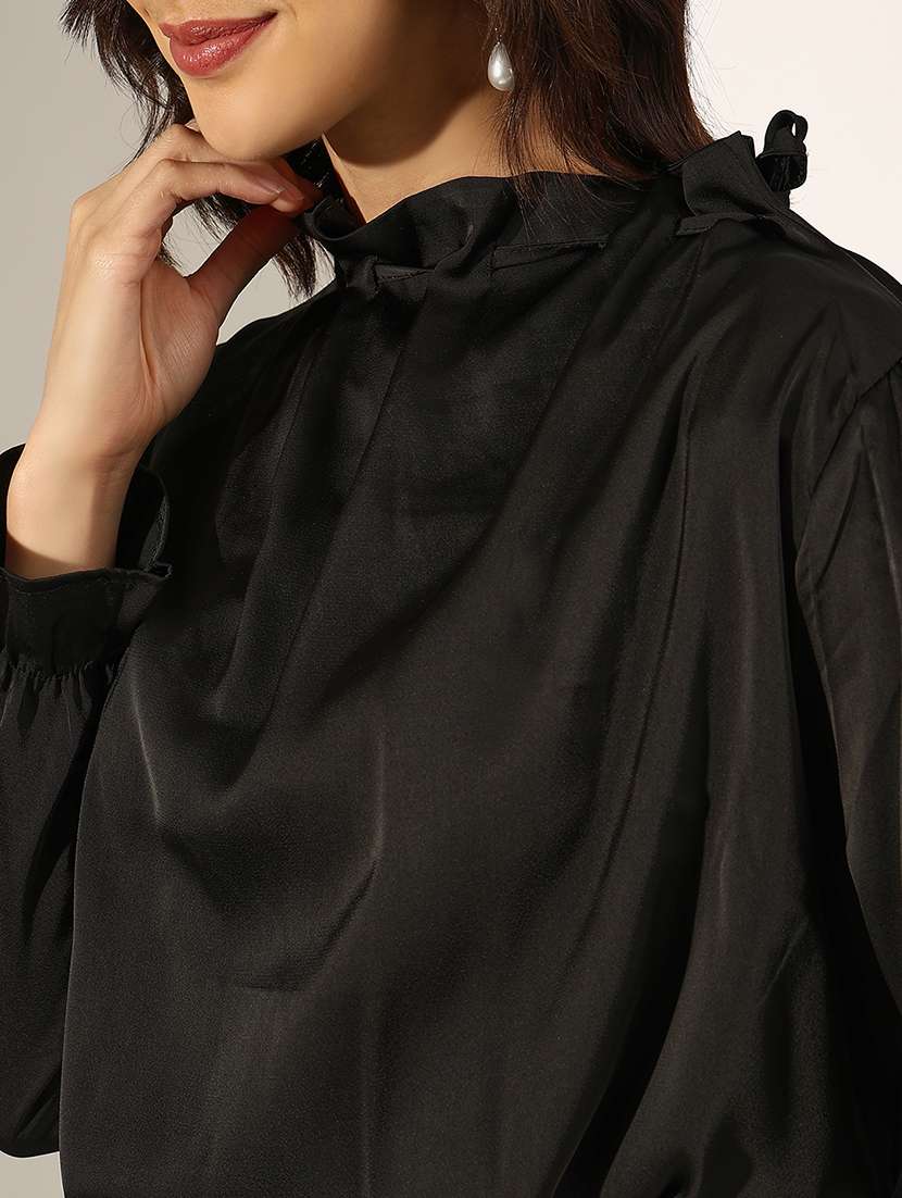 women solid cowl neck long sleeve regular top - 22180185 -  Standard Image - 5