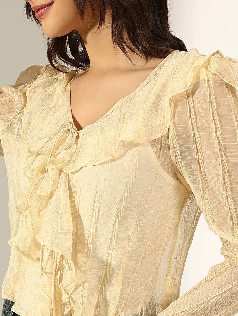 women solid long sleeve regular top - 22180188 -  Standard Image - 5