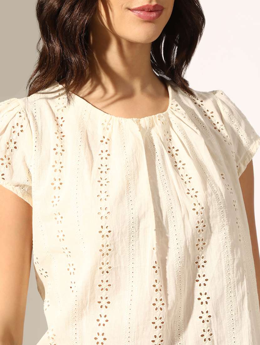 women self designed short sleeve regular top - 22180194 -  Standard Image - 5