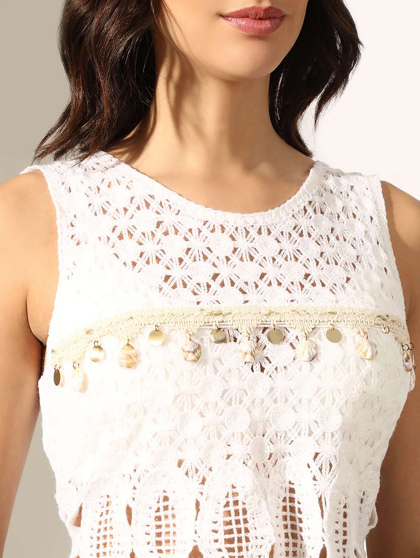 women self designed seeveless crop top - 22180198 -  Standard Image - 5