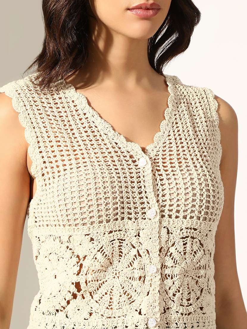 women self designed sleeveless regular top - 22180199 -  Standard Image - 5