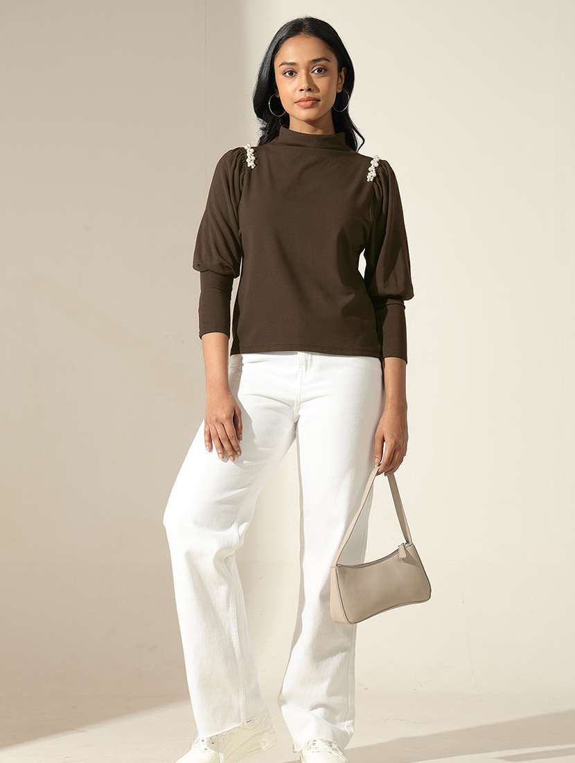 women embellished puff sleeve regular top - 22180204 -  Standard Image - 5