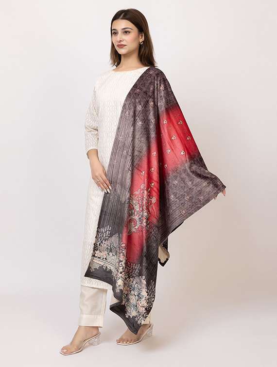 women multi colored printed velvet shawl - 22180219 -  Standard Image - 3