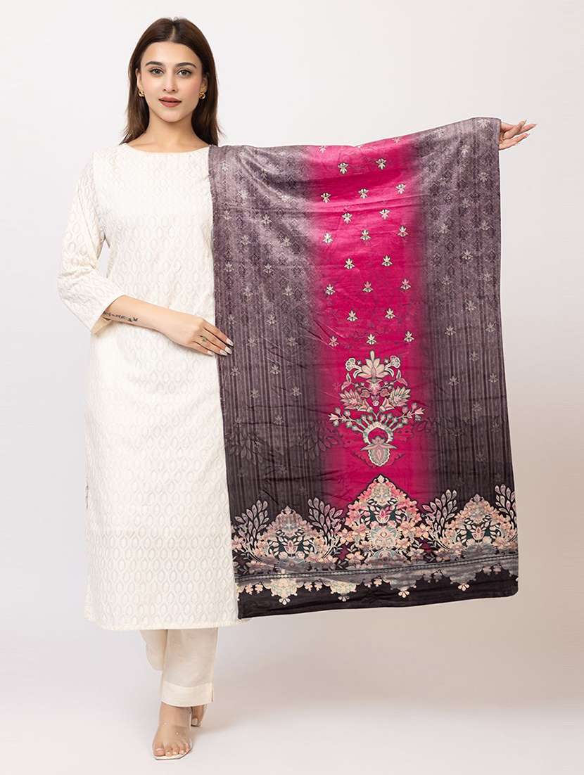 women  multi colored printed velvet shawl