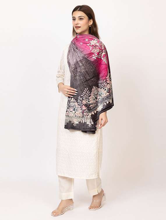 women  multi colored printed velvet shawl - 22180220 -  Standard Image - 3