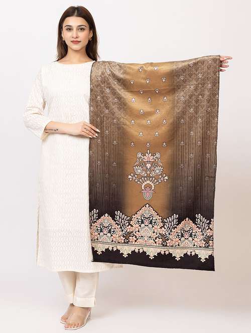 women multi colored printed velvet shawl - 22180221 -  Standard Image - 0