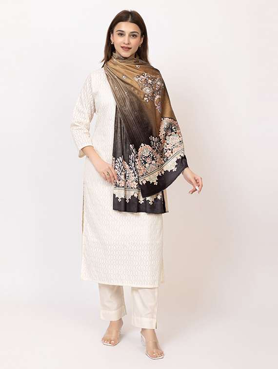 women multi colored printed velvet shawl - 22180221 -  Standard Image - 3