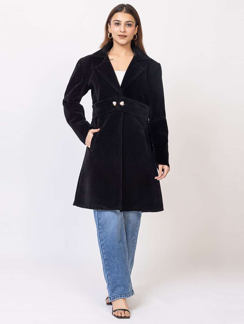 women solid lapel collar long sleeve trench coat - 22180229 -  Zoom Image - 0