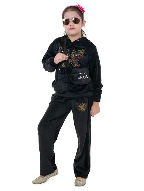 girls solid with work long sleeve full length set - 22180243 -  Standard Image - 0