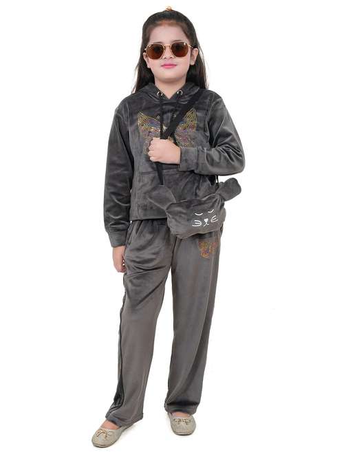 girls solid with work long sleeve full length set - 22180244 -  Standard Image - 0