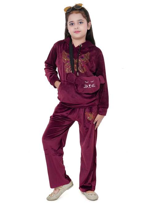 girls solid with work long sleeve full length set - 22180245 -  Standard Image - 0