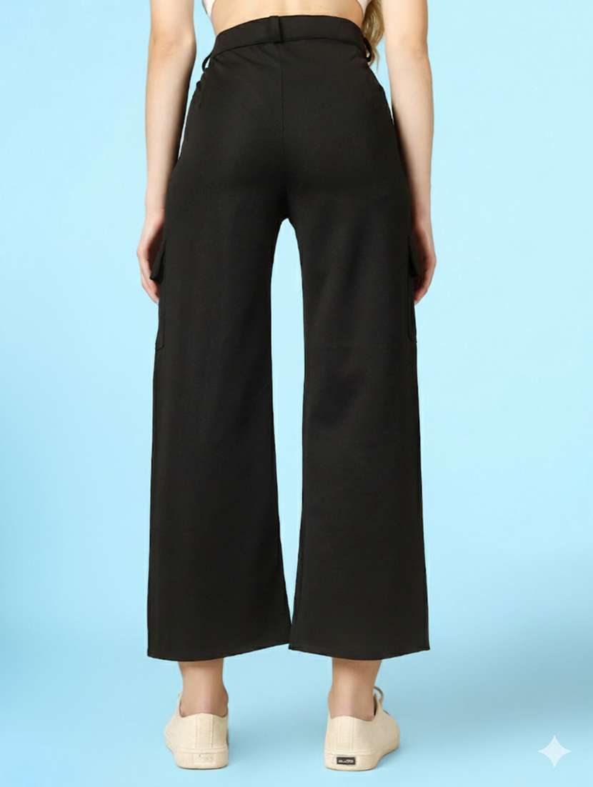 women pack of 2 solid high rise relaxed fit cargo - 22180269 -  Standard Image - 3