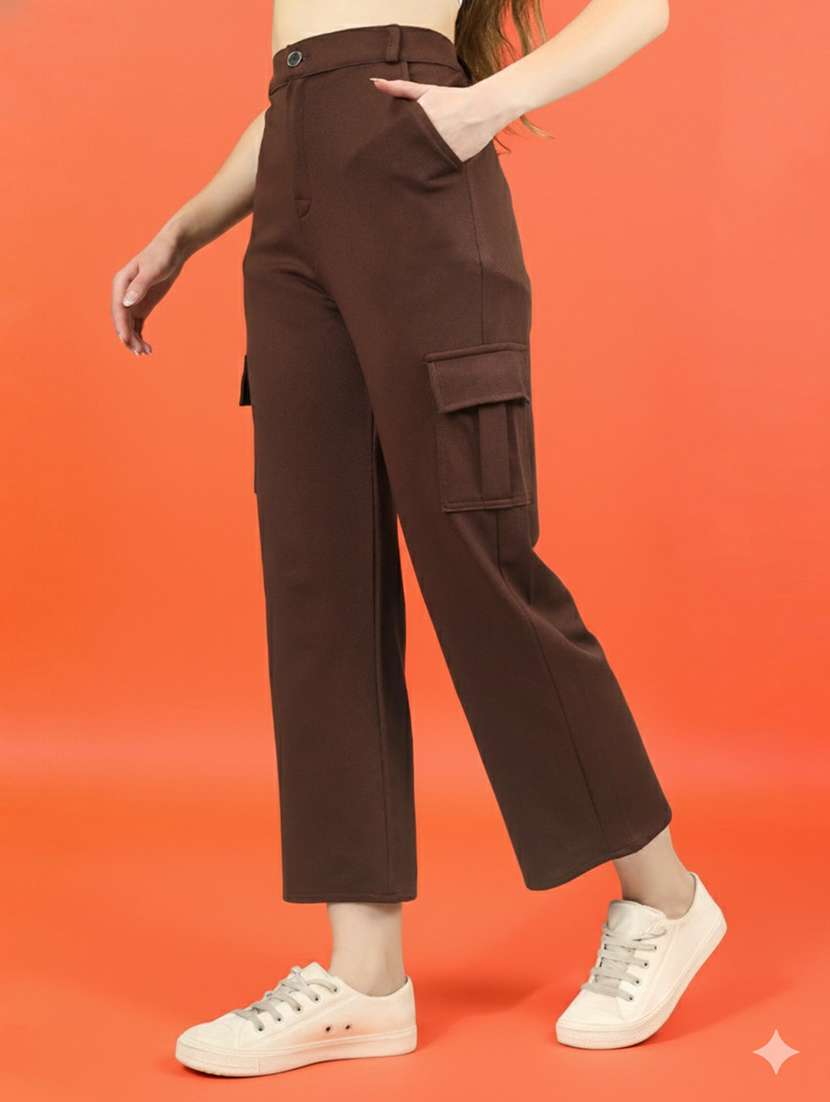 women pack of 2 solid high rise relaxed fit cargo - 22180272 -  Standard Image - 3