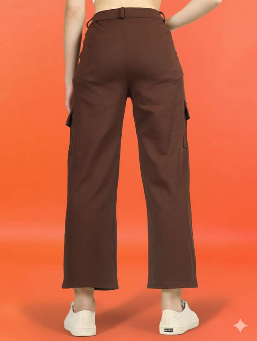 women pack of 2 solid high rise relaxed fit cargo - 22180274 -  Standard Image - 3