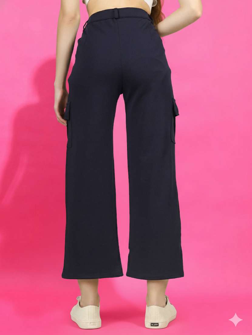 women pack of 2 solid high rise relaxed fit cargo - 22180275 -  Standard Image - 3