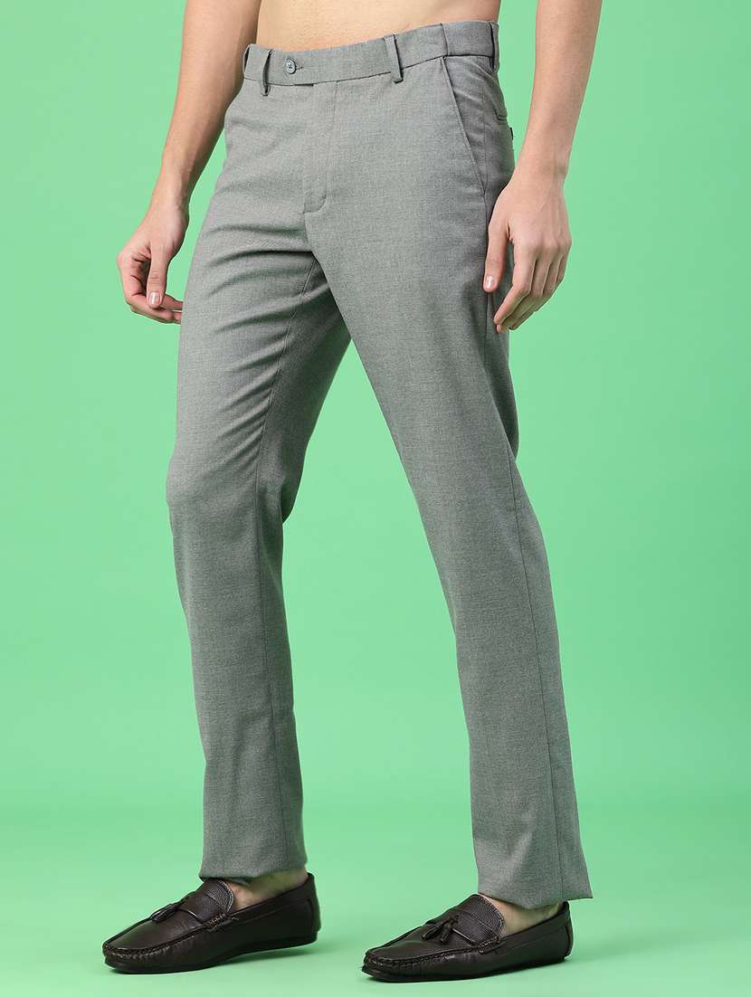 men solid mid rise flat front formal trouser - 22180279 -  Standard Image - 3