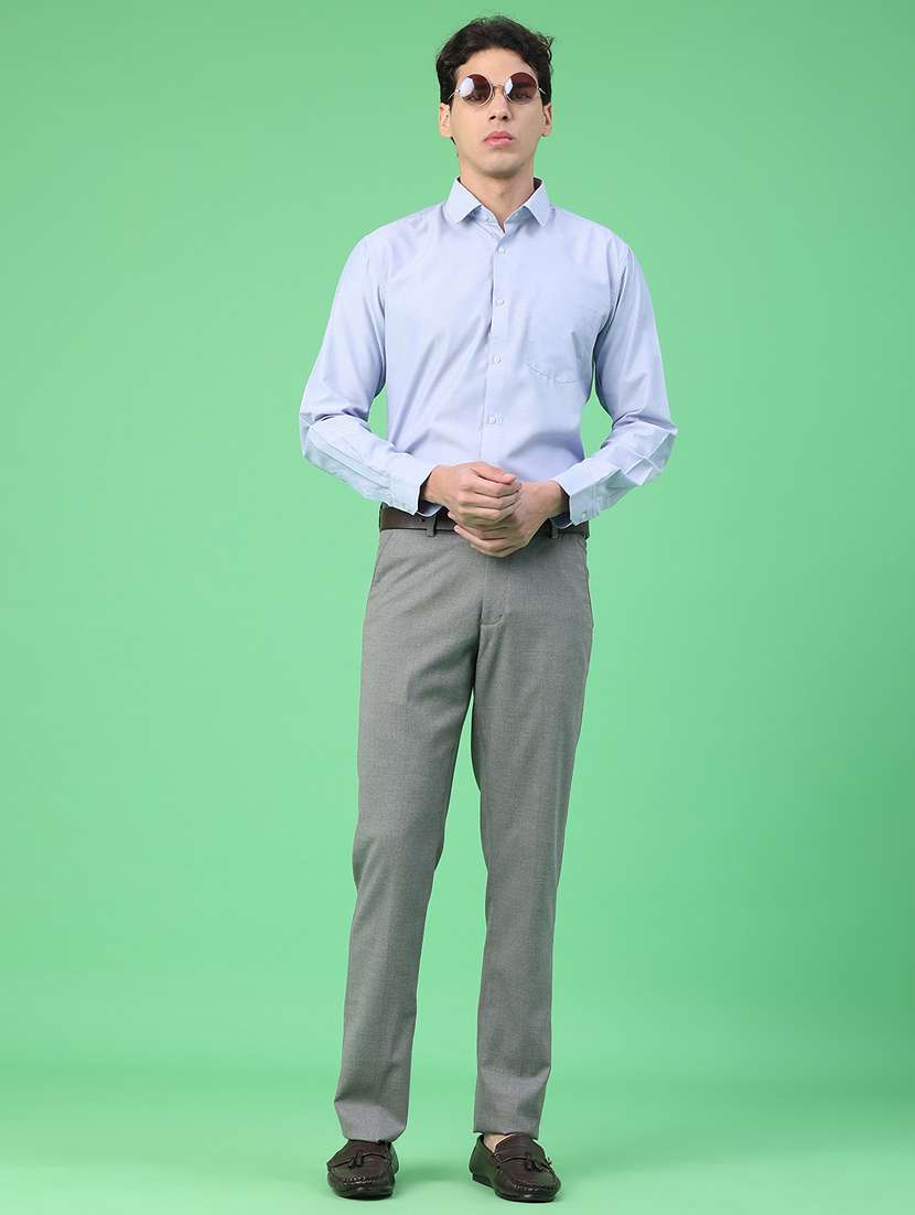men solid mid rise flat front formal trouser - 22180279 -  Standard Image - 5