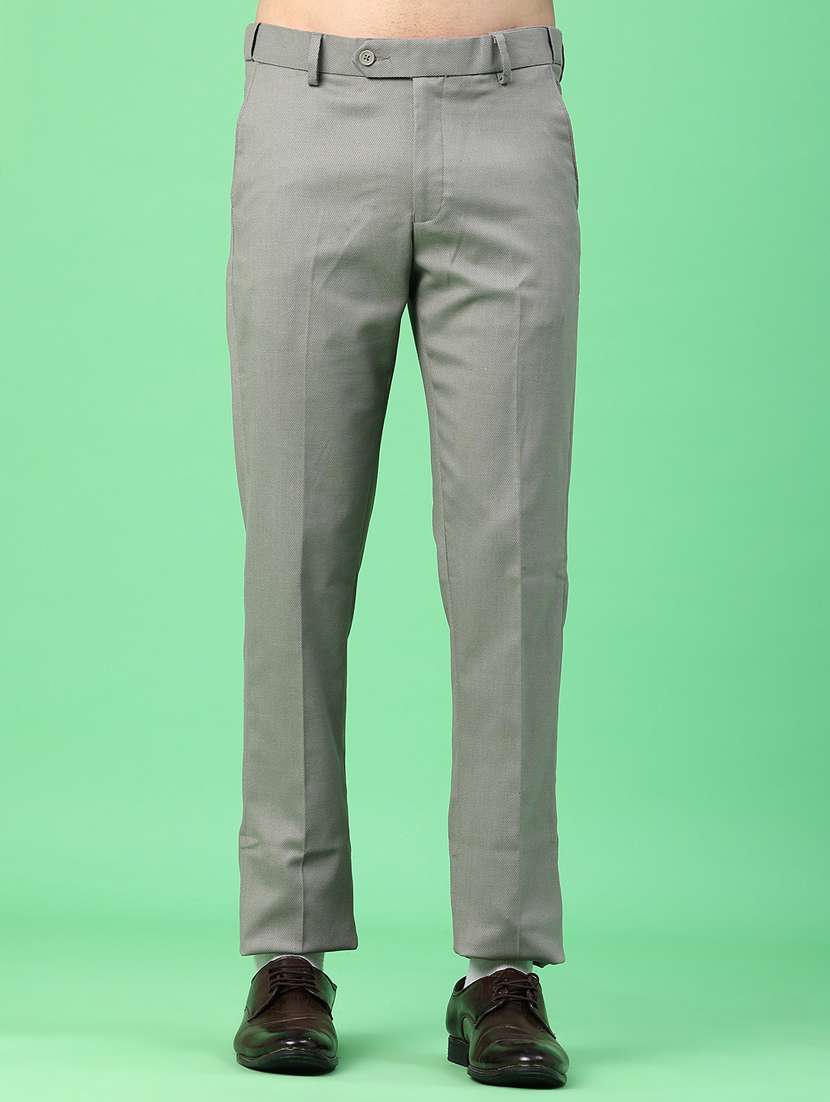men solid mid rise flat front formal trouser