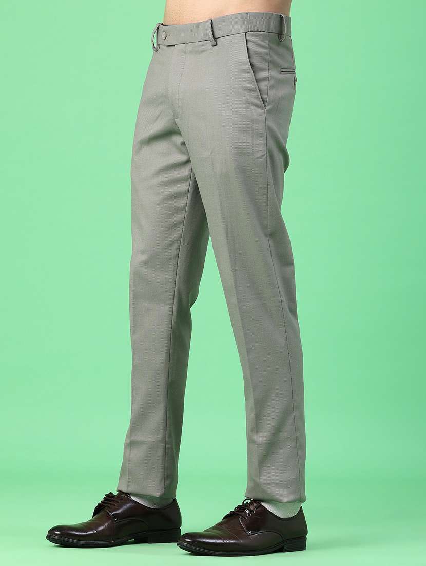 men solid mid rise flat front formal trouser - 22180329 -  Standard Image - 3