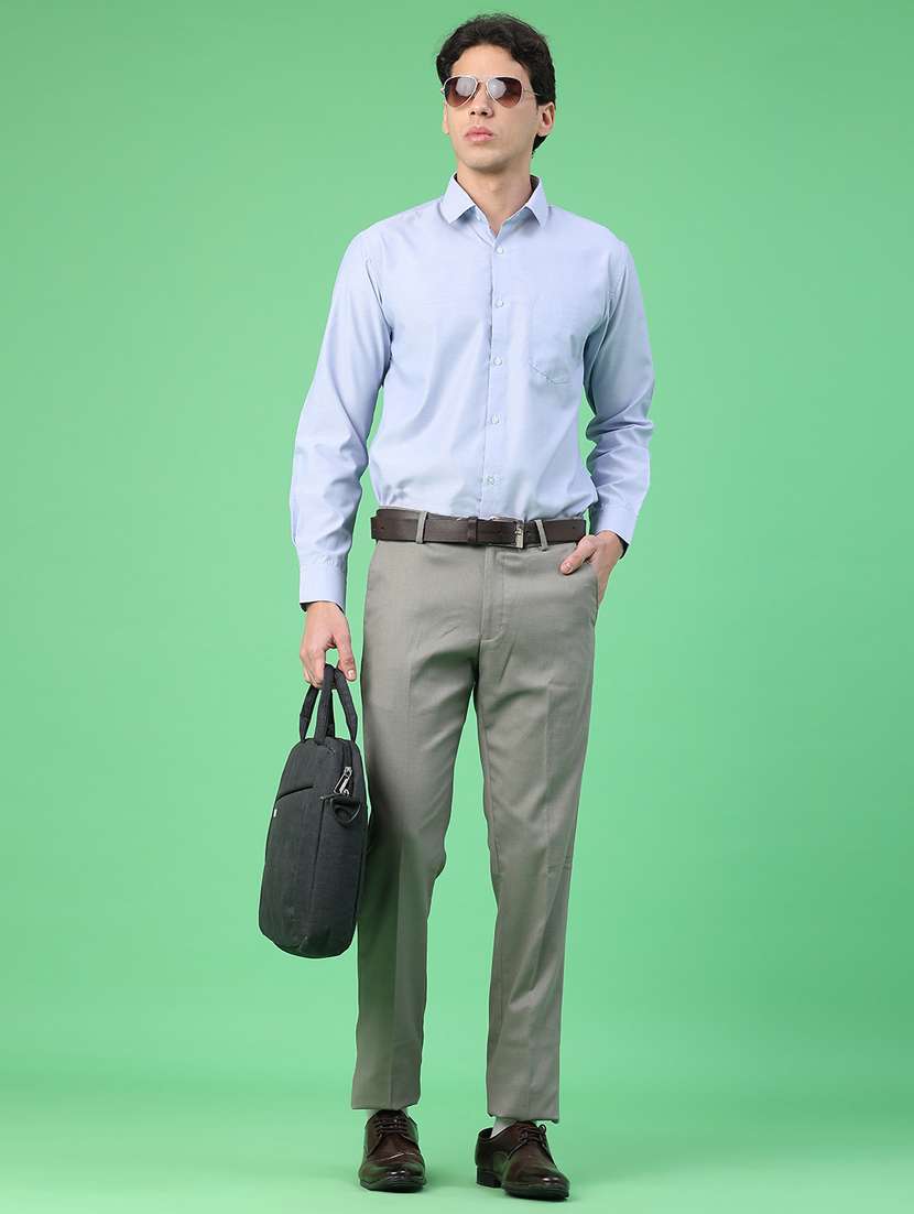 men solid mid rise flat front formal trouser - 22180329 -  Standard Image - 5