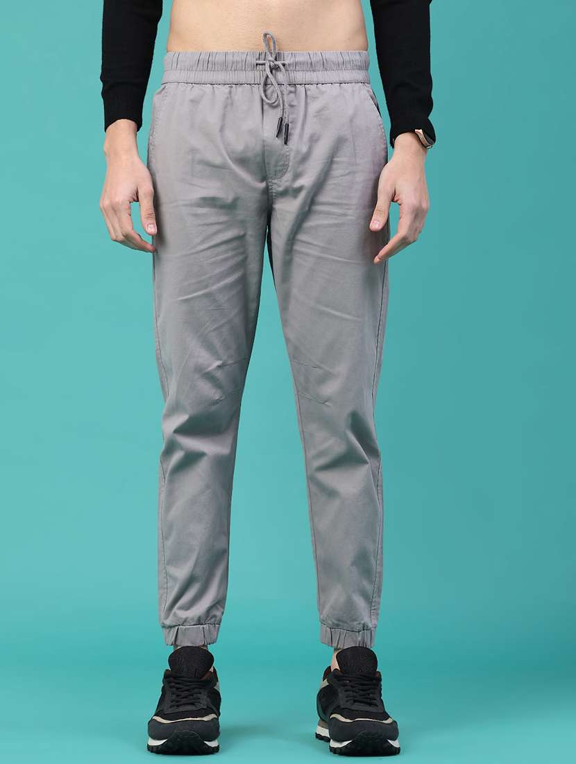men solid mid rise regular fit jogger