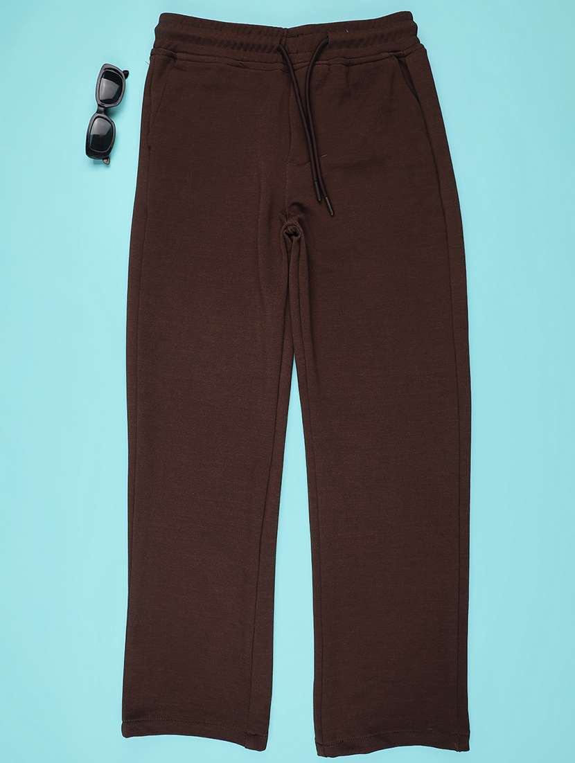 boys solid mid rise track pant 
