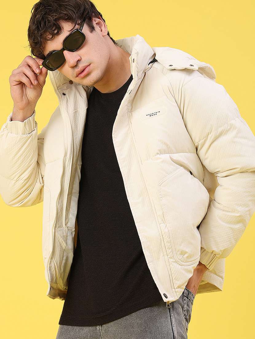 men solid long sleeve lightweight puffer jacket