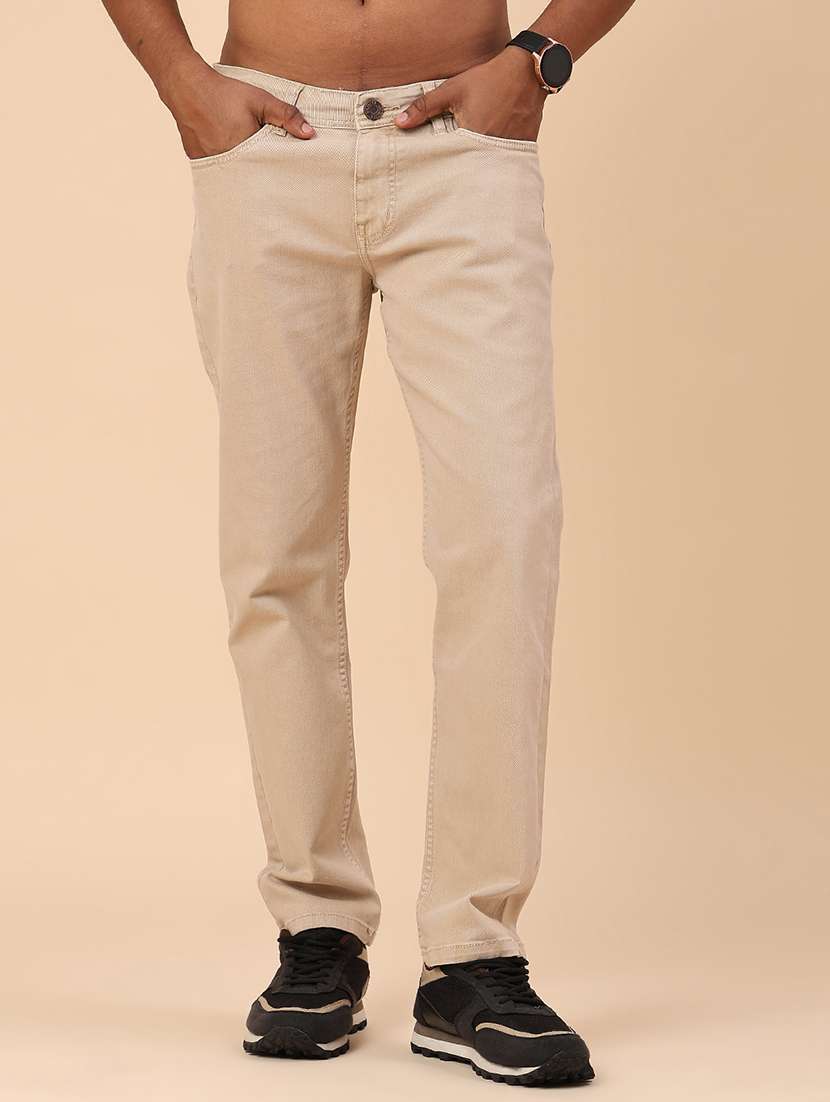 men beige denim jean