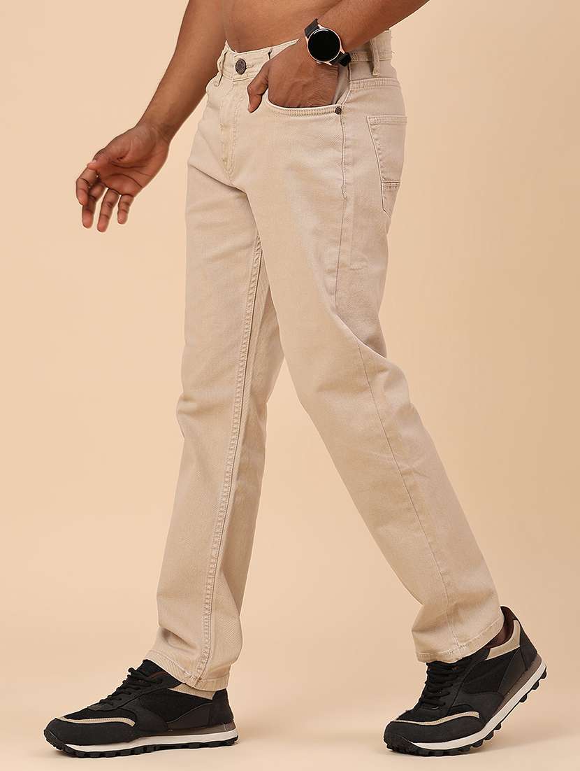 men beige denim jean - 22180647 -  Standard Image - 3