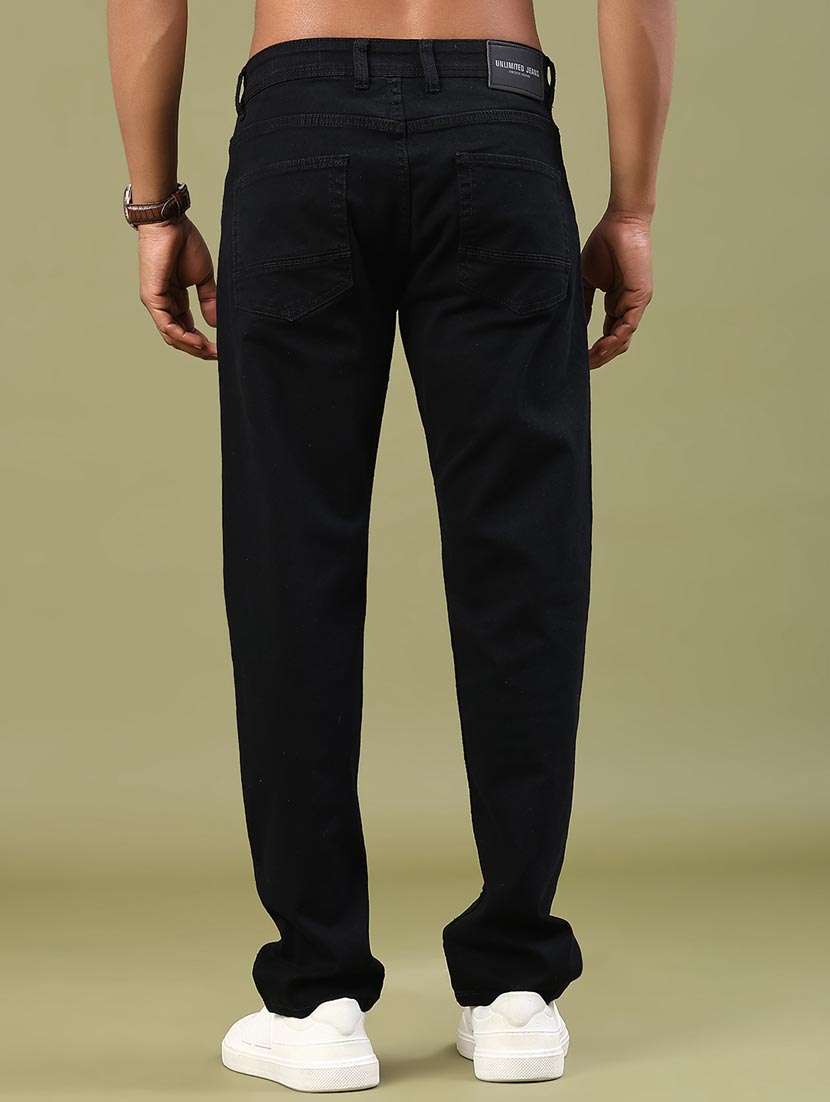 men plain mid rise full length straight jeans - 22180650 -  Standard Image - 3