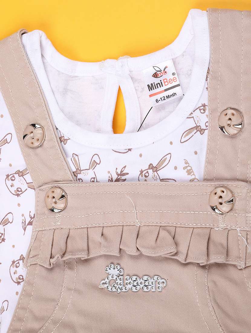 beige cotton combo infant twin set - 22180716 -  Standard Image - 3