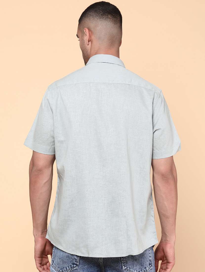 men solid short sleeve regular fit casual shirt - 22180729 -  Standard Image - 3