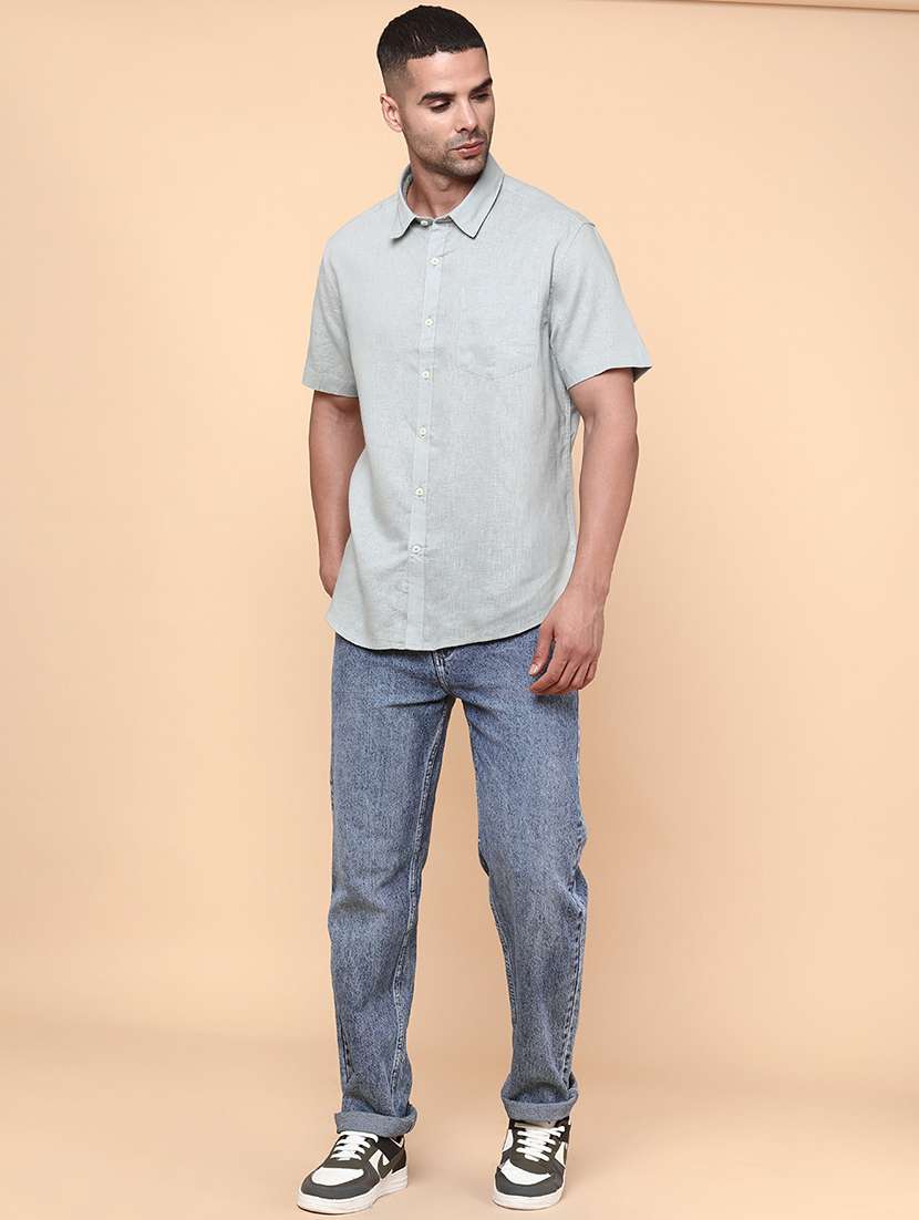 men solid short sleeve regular fit casual shirt - 22180729 -  Standard Image - 5