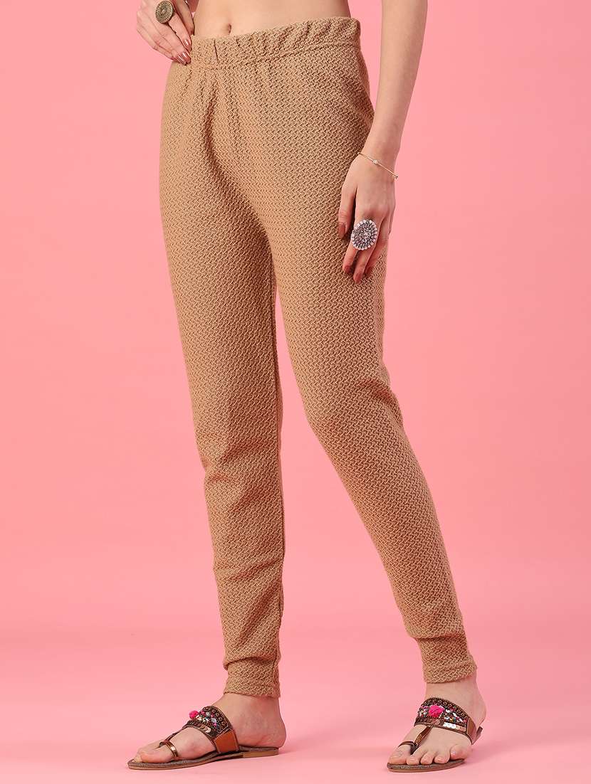 Women Self Design Mid Rise Woolen Leggings - 22180739 -  Standard Image - 3