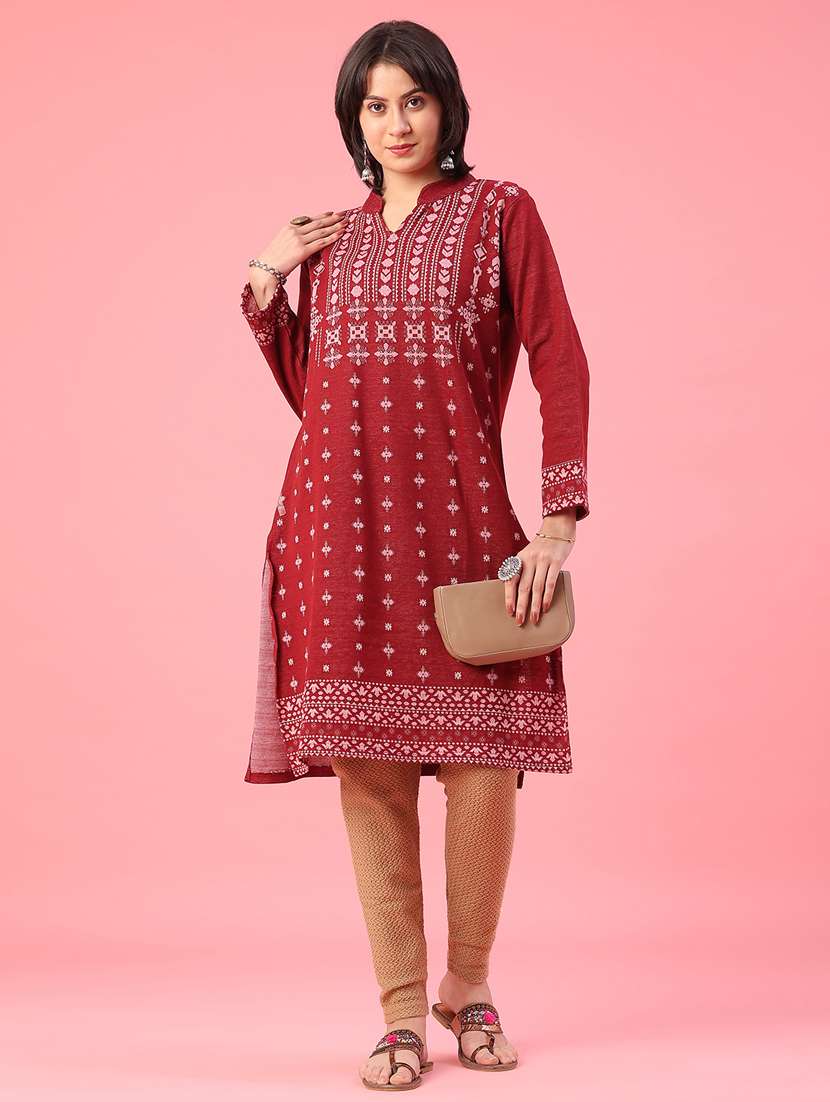 Women Self Design Mid Rise Woolen Leggings - 22180739 -  Standard Image - 5