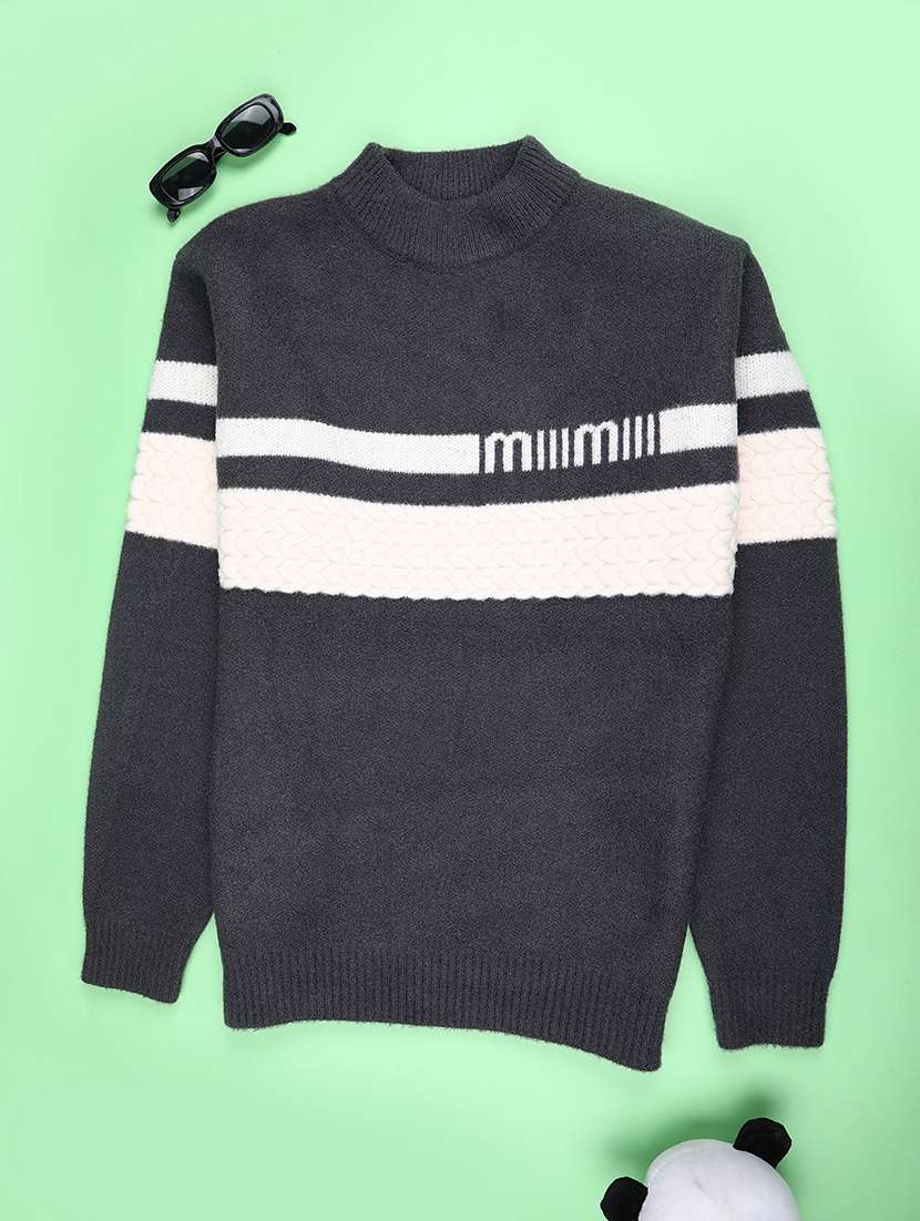 boys self designed long sleeve sweater