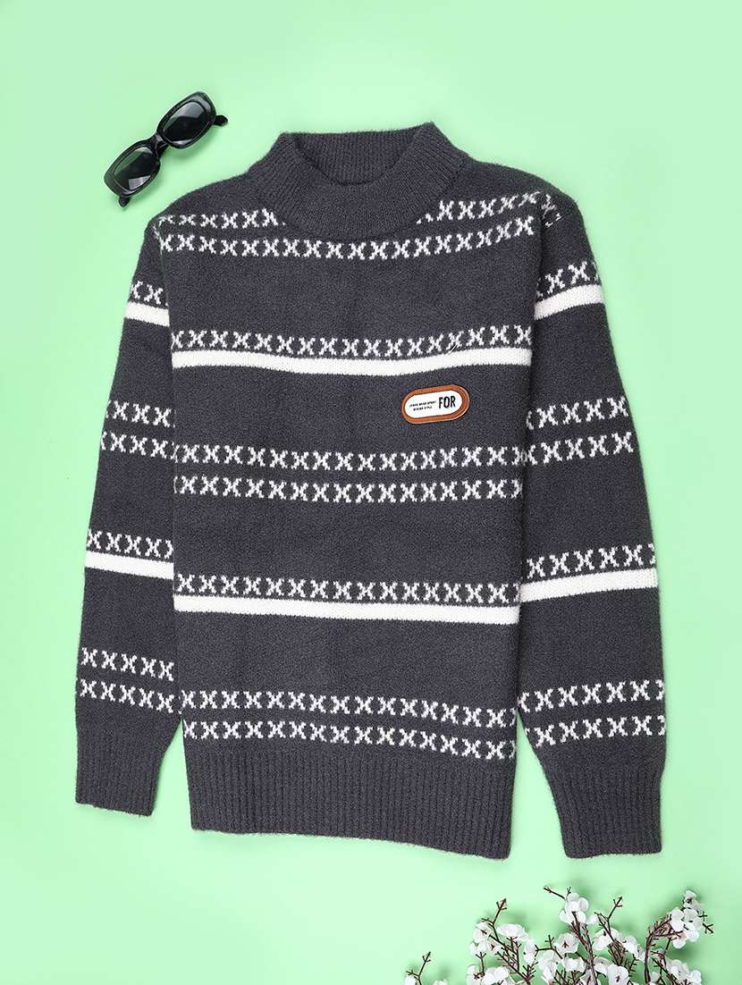 boys self designed long sleeve sweater