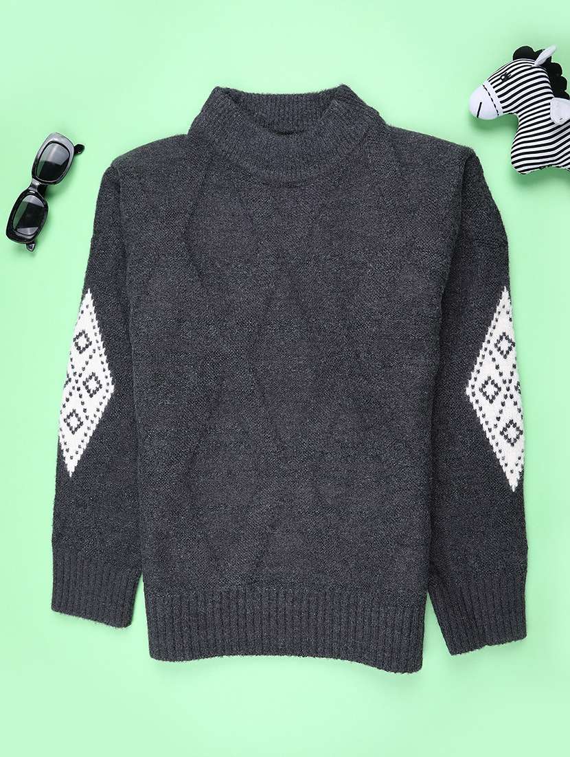 boys self designed long sleeve sweater