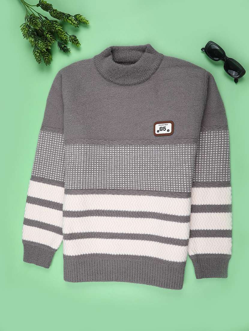 boys self designed long sleeve sweater