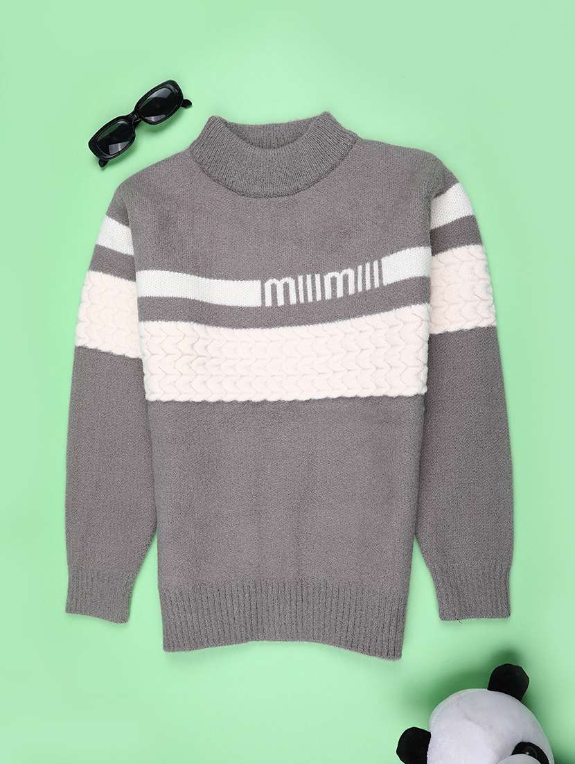 boys self designed long sleeve sweater