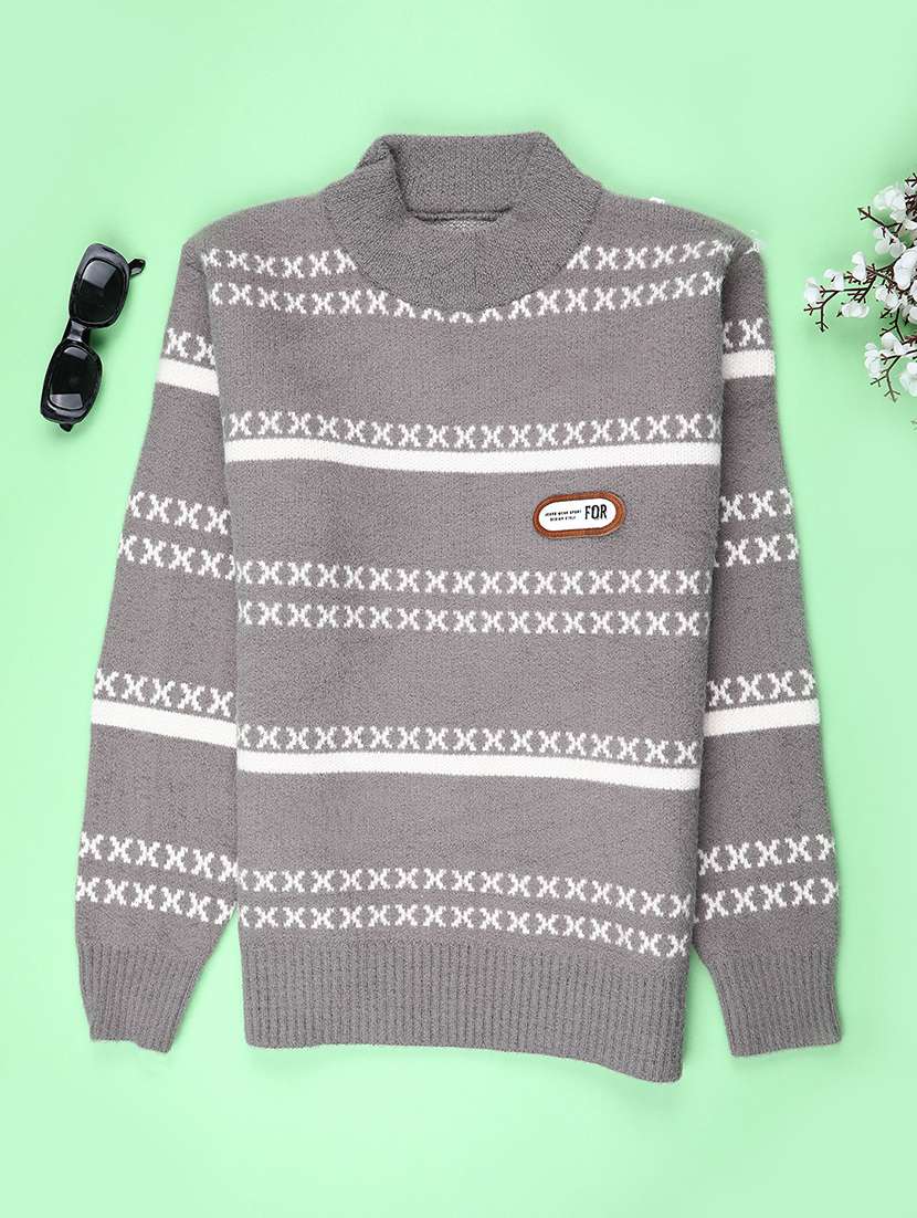 boys self designed long sleeve sweater