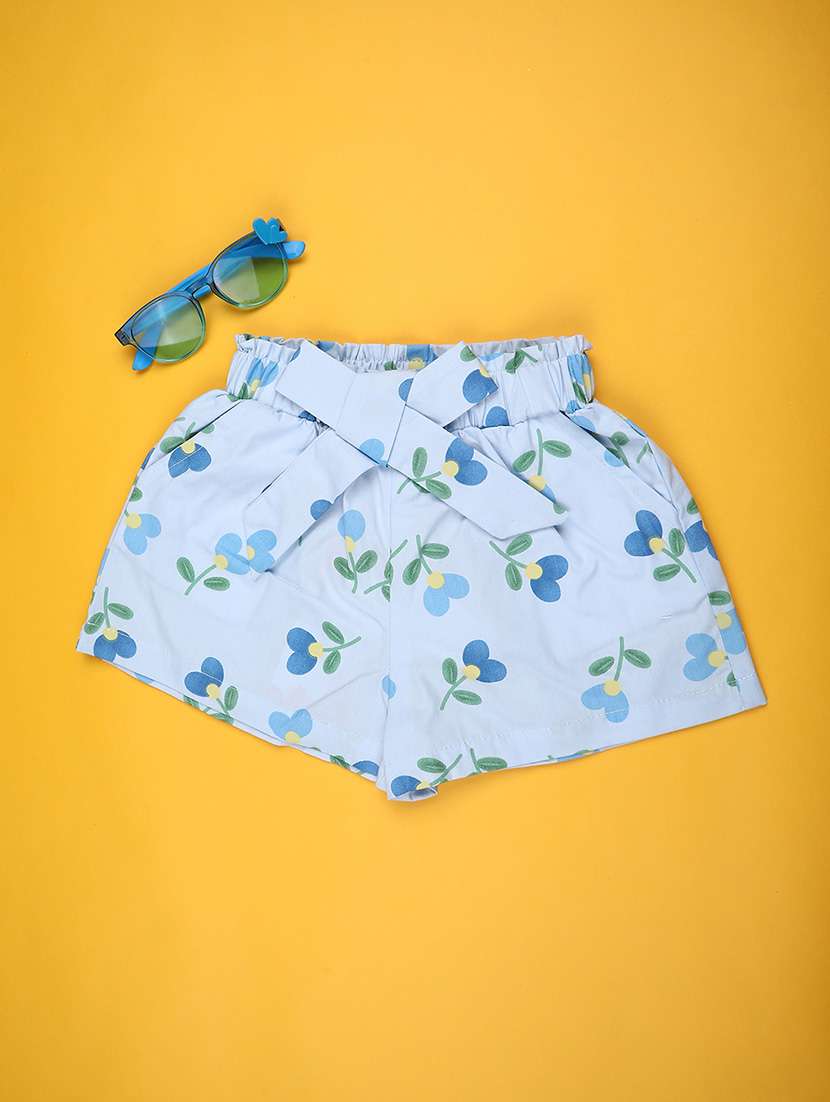 girls printed mid rise shorts