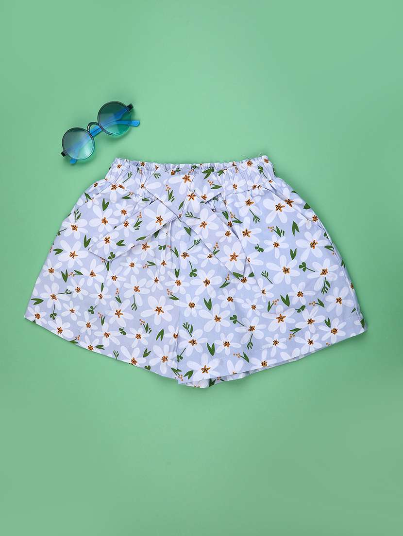 girls printed mid rise shorts
