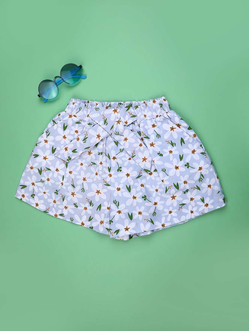 girls printed mid rise shorts