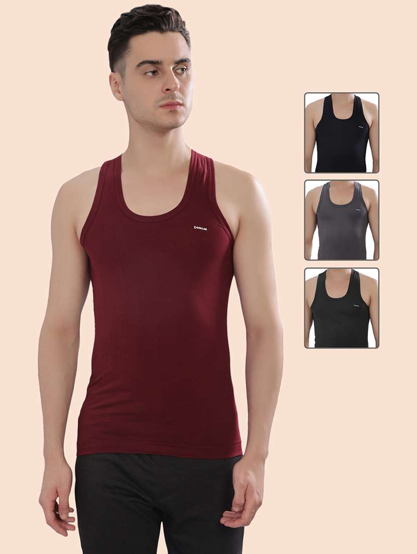 men solid pack of 4 sleeveless vest