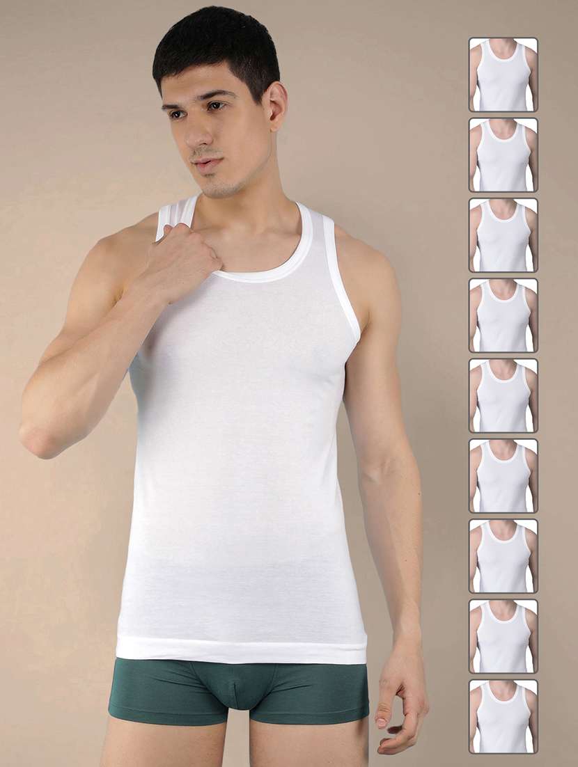 men pack of 10 solid sleeveless vest