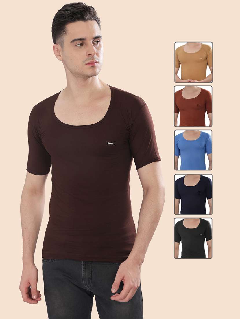 men solid half sleeve vest pack of 6